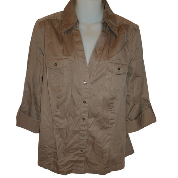 Ann Taylor Tops - Ann Taylor Womens Button Down 3/4 Sleeve Cotton Blouse Shirt Top Size 12